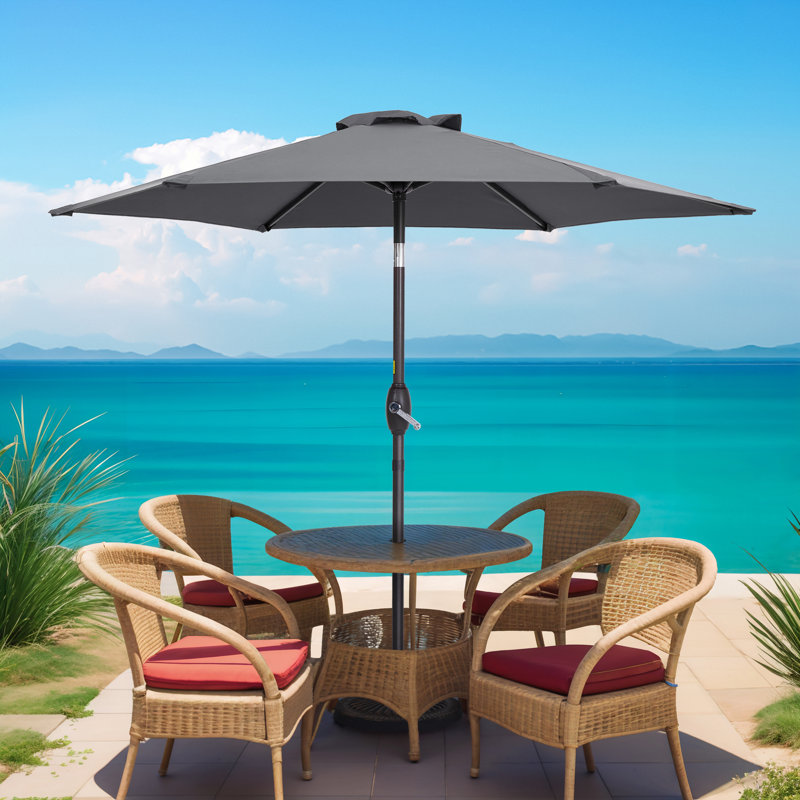Parasol rond de 7,5 pi avec protection UV, inclinaison facile et caractéristiques de résistance au vent, Gris
