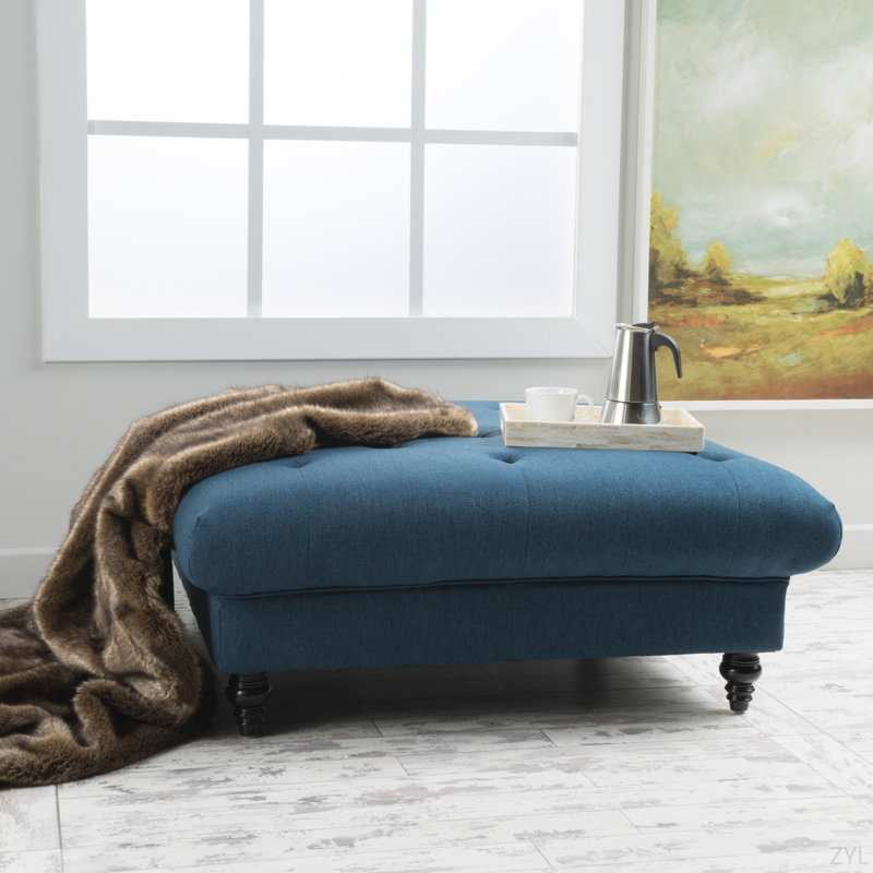 Repose-pieds capitonné Madrid Kd, Bleu