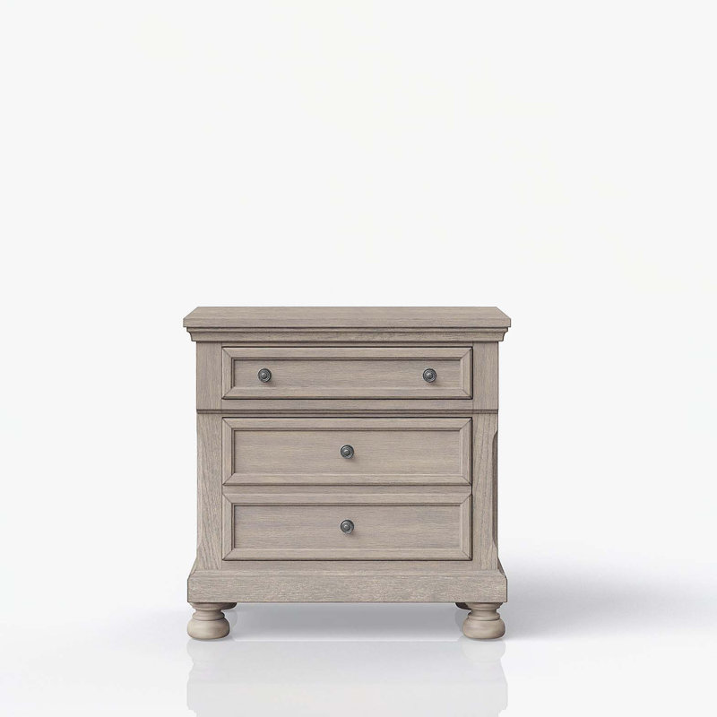 Table de chevet deux tiroirs gris antique