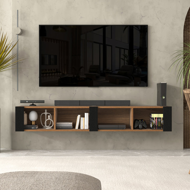 Aven Tv Stand For Tvs Up To 78" With Open Shelves, Dark Brown/Espresso