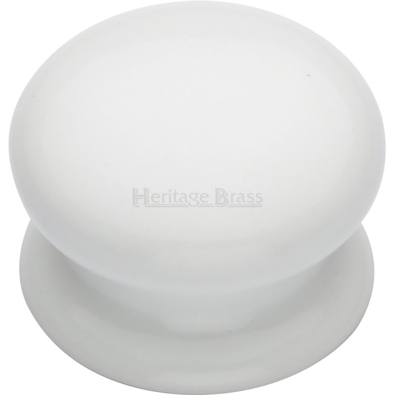 Heritage Brass Cabinet Knob Plain White with Porcelain base, 3.2