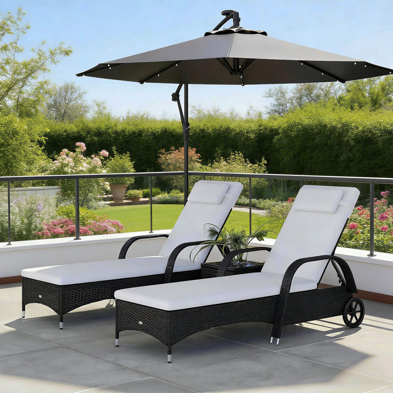 Ensemble de chaises longues d'extérieur 3 pièces