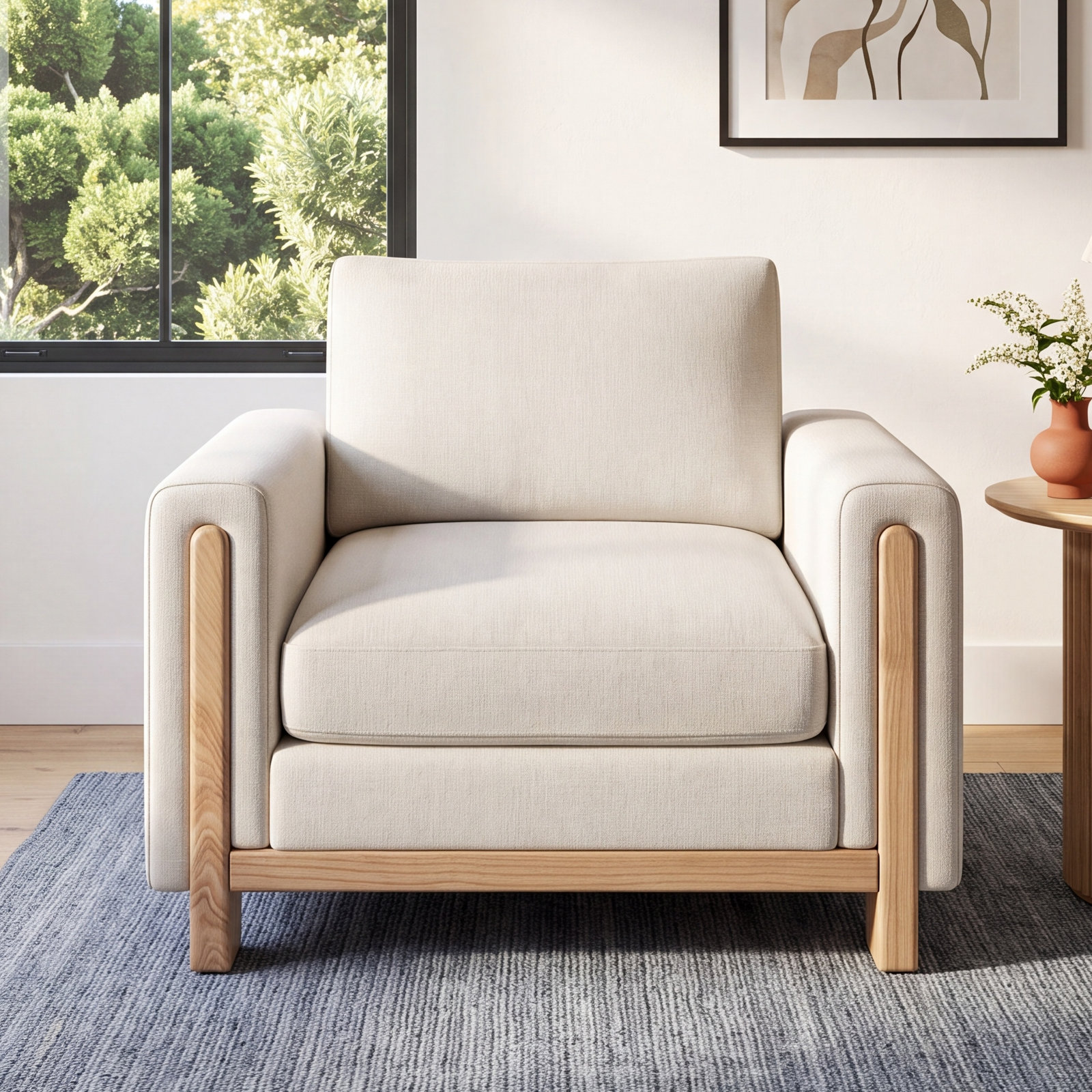 Adika Upholstered Armchair, Effie Linen