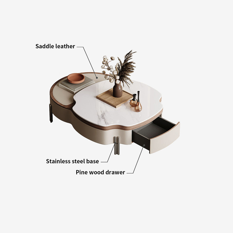 Table basse avec cuir de selle