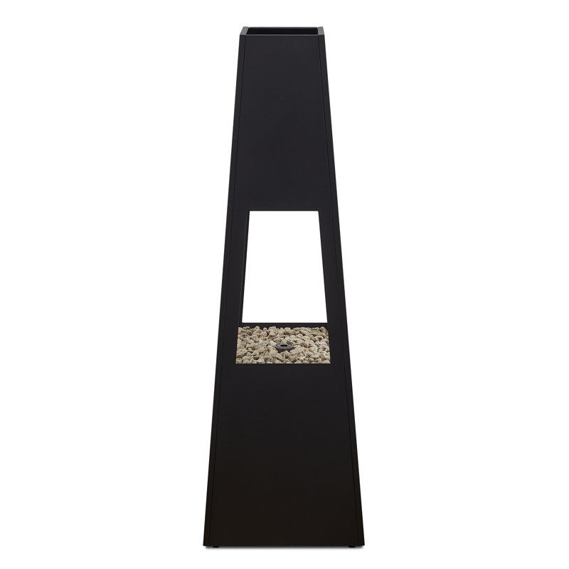 Ferro 70" Metal Chiminea Fire Pit With Hidden Propane Tank In Black By Real Flame 