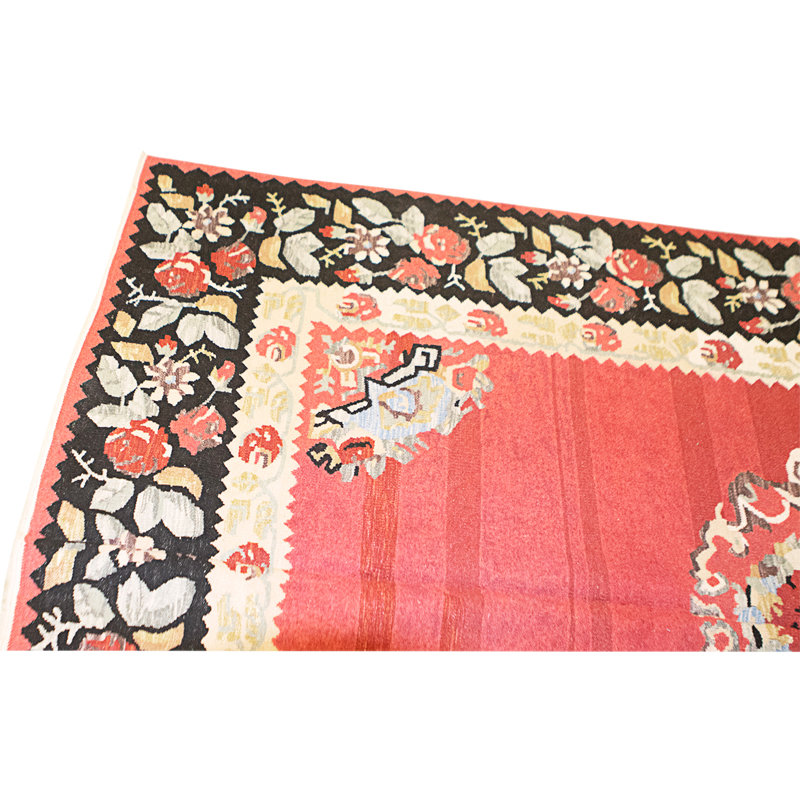 High-Quality Hand-Knotted Red And Black Area Rug