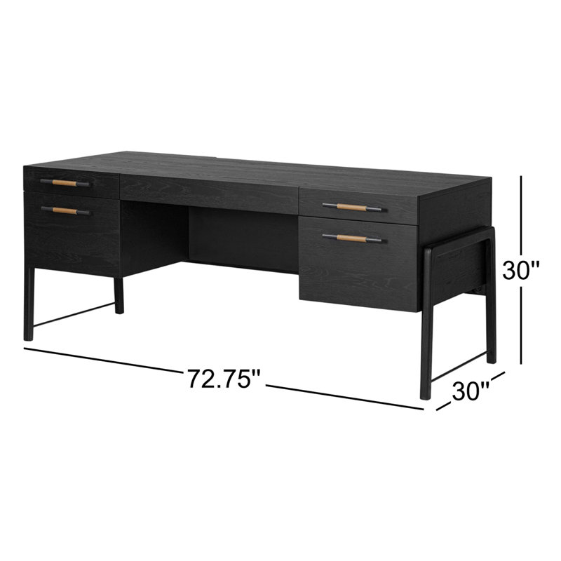 Rosedale Solid Wood Executive Desk, Ebony Oak