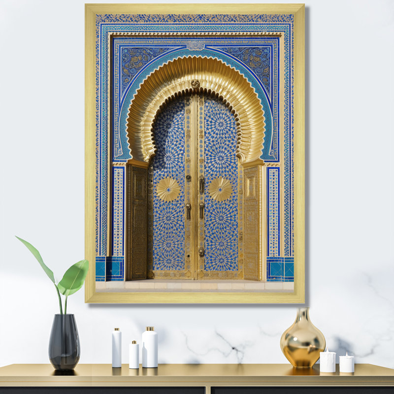Art mural sur toile Morroco Palace Golden Doors II - campagne, H 20 po x l 12 po x P 1 po, Cadre doré à une seule photo