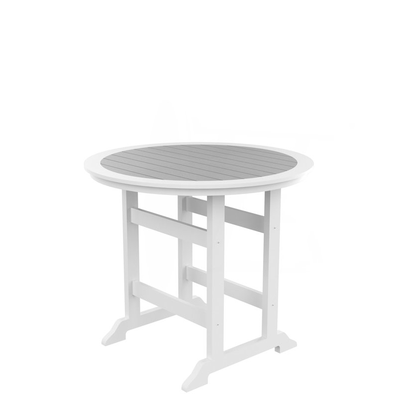Table de bar Hdpe, table de salle à manger, ensemble de bar de patio, table à hauteur de comptoir pour l'extérieur blanc et gris