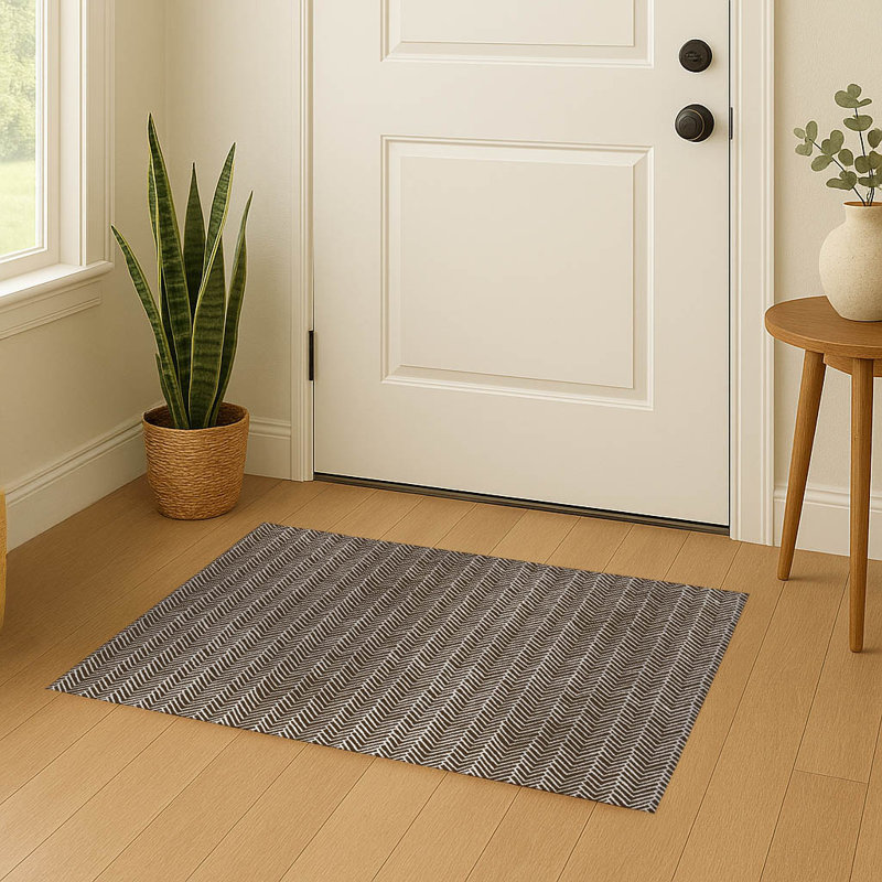 Chevron Block Indoor Doormat, Mocha Brown, 60" W x 84" L