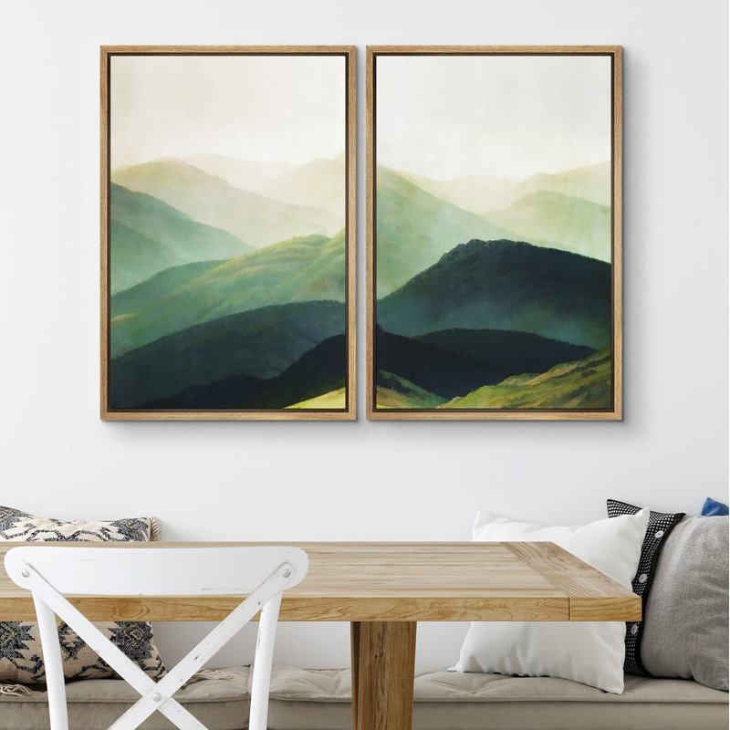 «Geometric Mid-Century Wave Collage», 2 pièces, Naturel, H 24 po x l 16 po