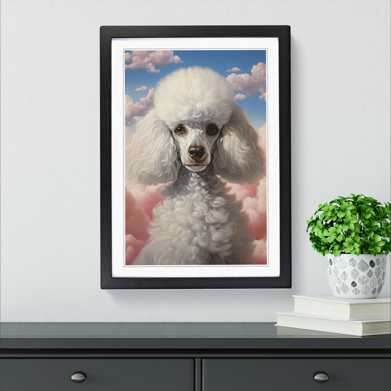 Poodle Realism - Single Picture Frame Print on Wood, 34cm H x 25cm W x 2cm D, Black Framed