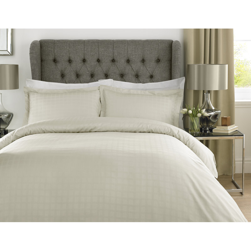 Honey-Mae Satin Duvet Cover with Pillowcases Included, Cream, Super King - 2 Standard Pillowcases