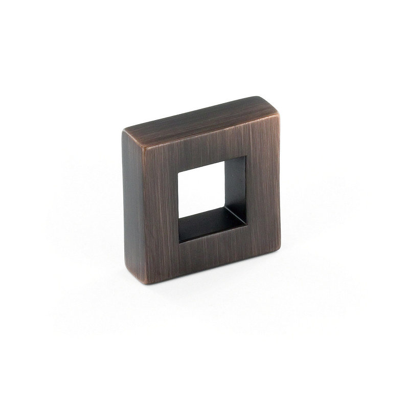 Poignée carrée Expression de 0,96 po, Bronze huilé et brossé