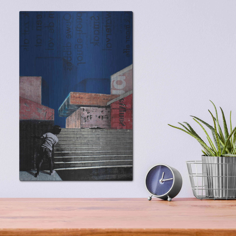 «The Blue Buildings» par DB Waterman, H 16 po x l 12 po