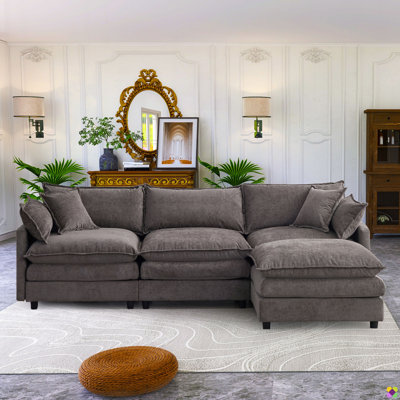 Aariketh 105"W Modular Chenille LAF RAF Sectional, Sofa Couch, 3 Seater