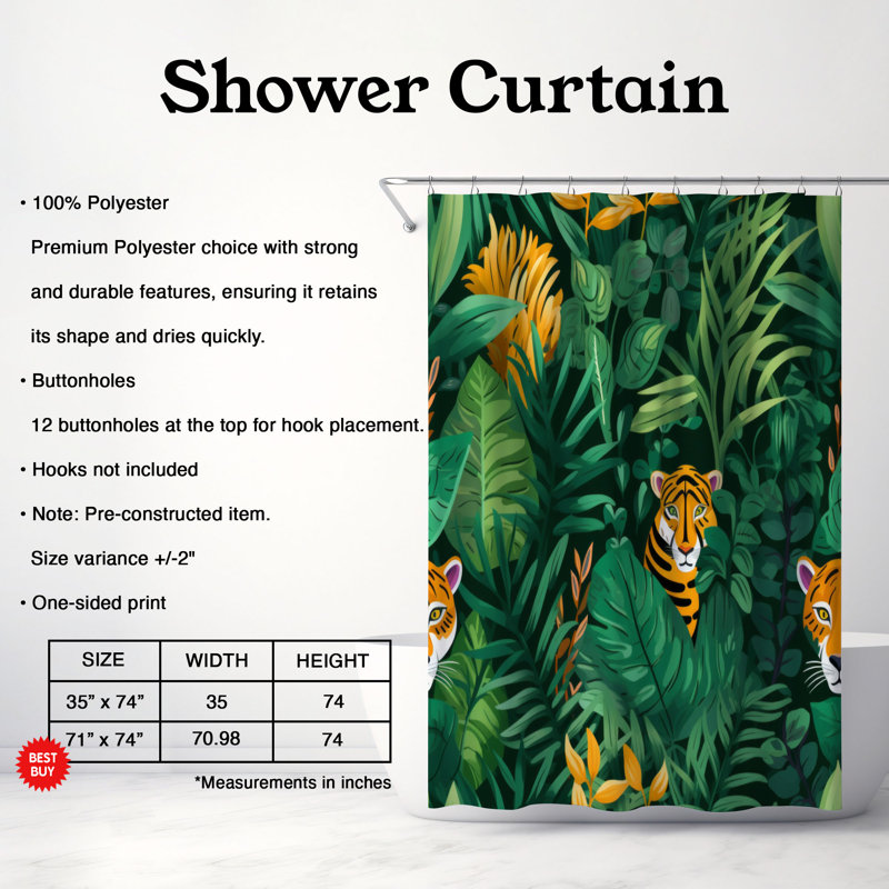 Rideau de douche Honora, H 74 po x l 71 po