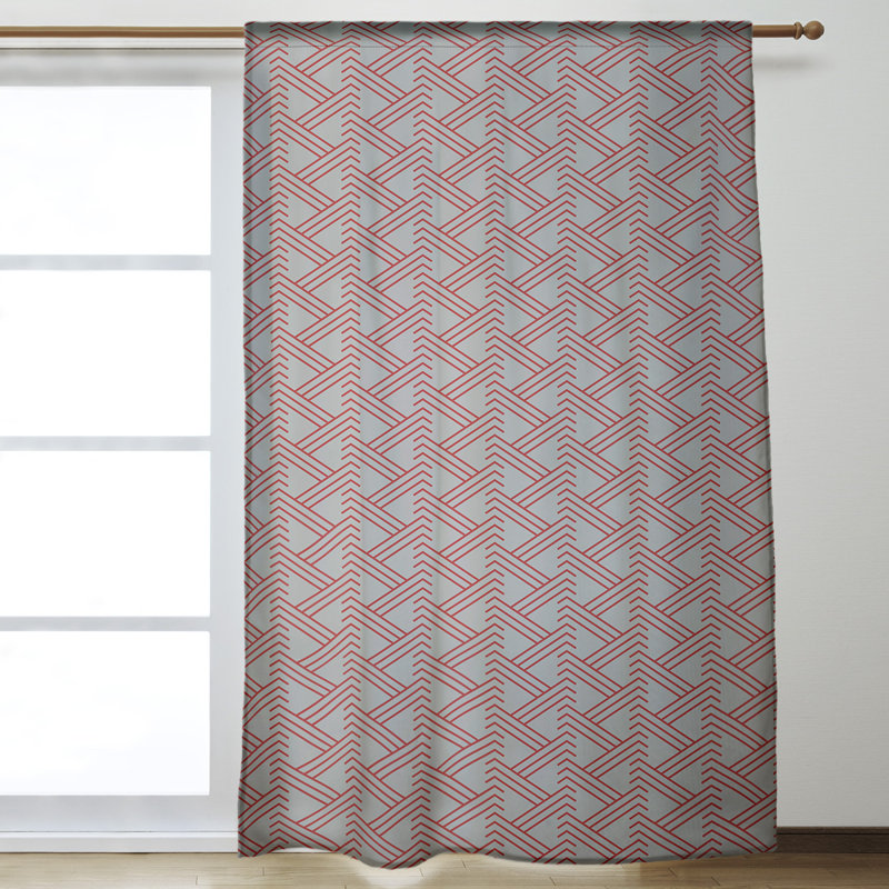 Jordao Room Darkening Curtain Single Panel, Gray/Red