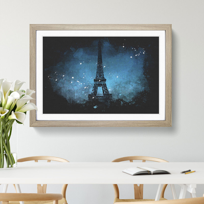 Eiffel Tower Vol.9 Paint Splash - Picture Frame Graphic Art, Oak, 27cm H x 36cm W x 2cm D