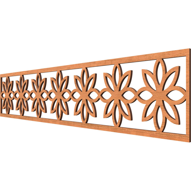 Daisy Fretwork Moulding, 10" H x 46.75" W x 0.375" D, Cherry