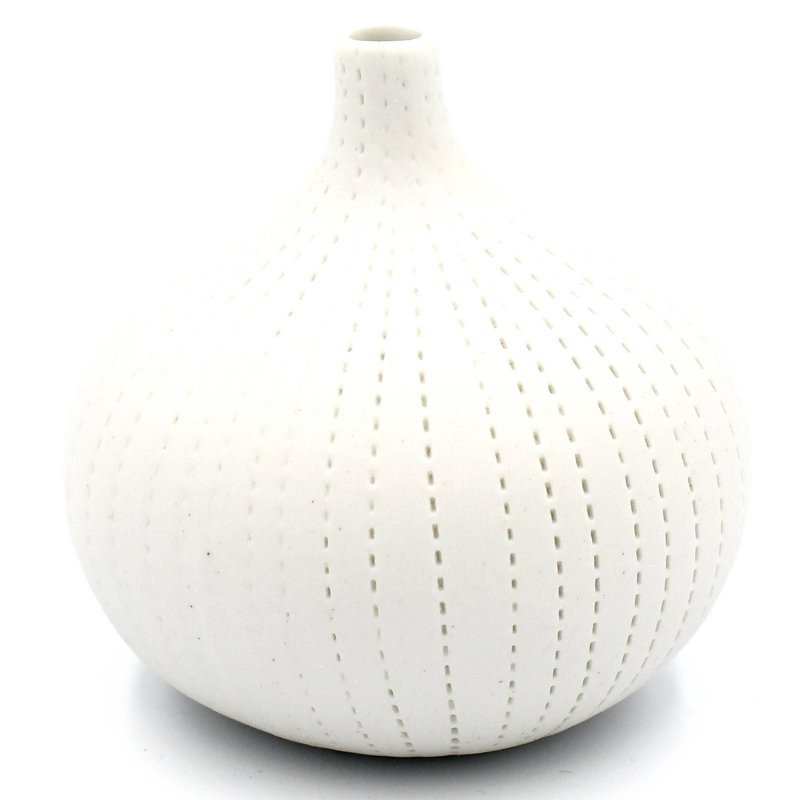 Bargnare Handmade Table Vase, White, 3.4" H x 3.2" W x 3.2" D