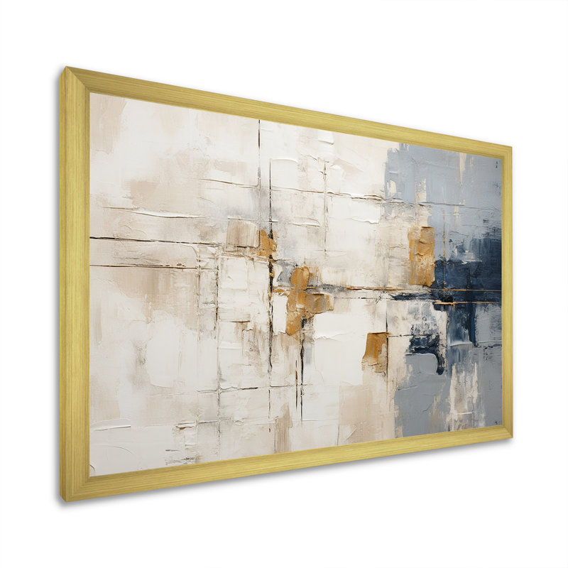 Minimalisme beige et or scandinave - art mural sur toile scandinave, Cadre doré simple, H 12 po x l 20 po x P 1 po