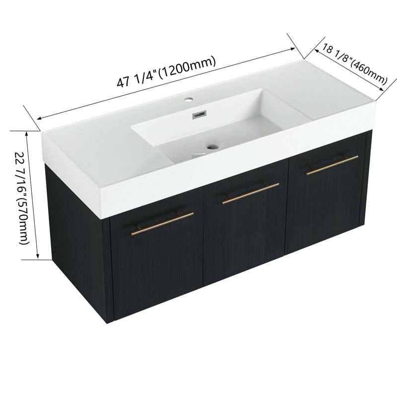 Meuble-lavabo mural moderne avec meuble-lavabo en résine à rebords épais