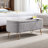 Practical Entryway Storage Seat In Grey Faux Fur With Gold Living Room Bench-1039854774
