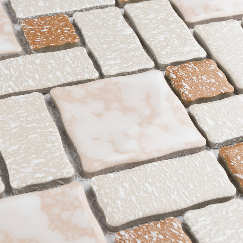 Academy Random Sized Straight Edge Porcelain Versailles Mosaic Wall & Floor Tile, Beige/Brown