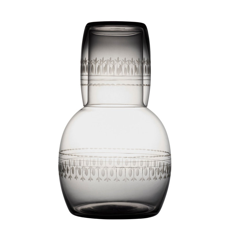 2 - Piece Crystal Carafe Set, Clear/Black