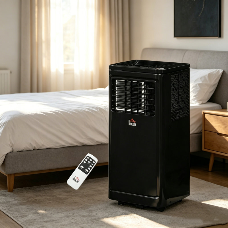Climatiseur portatif 8 000 BTU refroidisseur par évaporation noir pour les pièces jusqu'à 345 pieds carrés avec télécommande minuterie en mode veille 24H