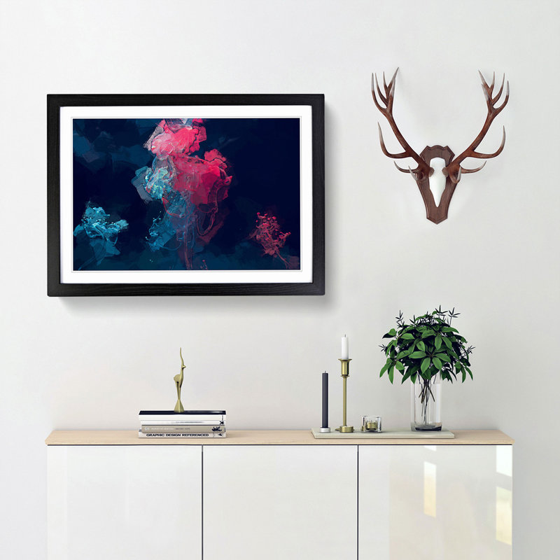 The Jellyfish in Abstract - Picture Frame Graphic Art Print, 62cm H x 87cm W x 2cm D, Black Framed