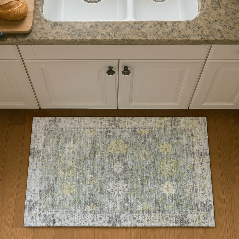 Premium Machine Washable Mayfield AMF2052 Global Rug, 1'8" x 2'6", Sage