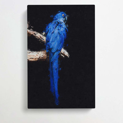 Blue Parrot in Abstract - Wrapped Canvas