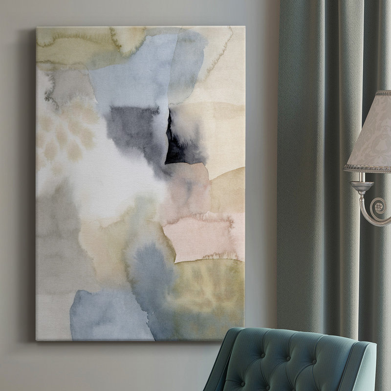 Salmon Rocks II - peinture sur toile tendue, H 18 po x l 12 po x P 1 po