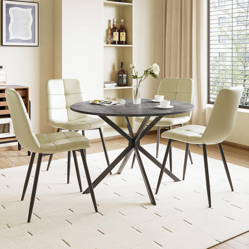 4 - Person Dining Set, Beige, Grey