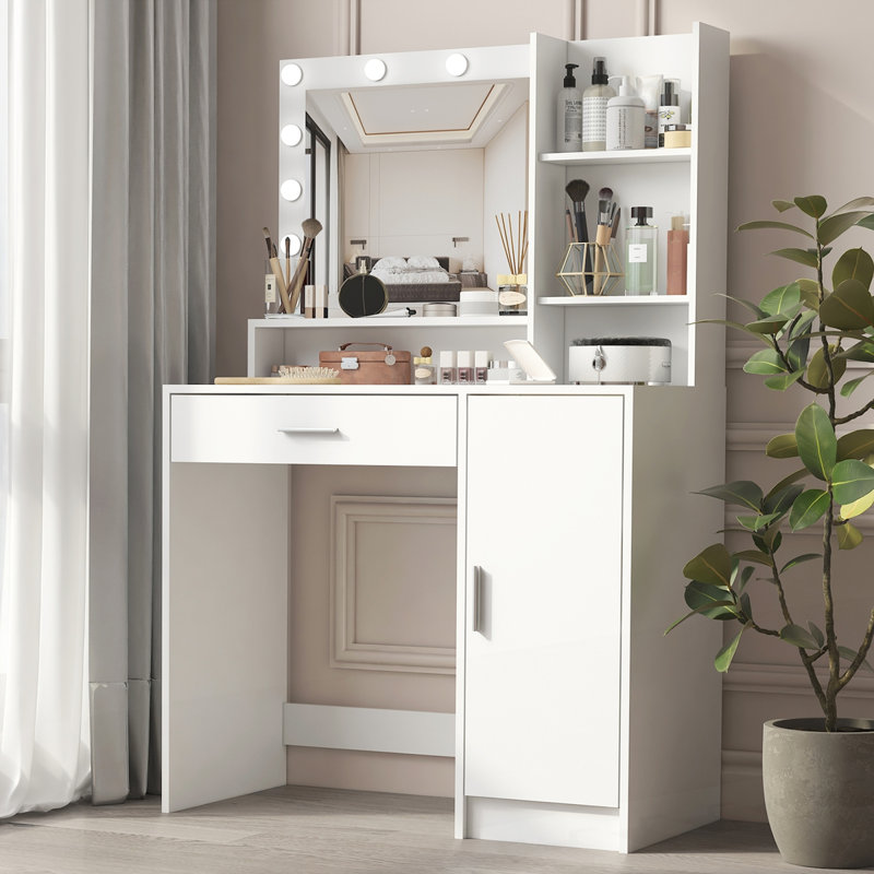 Vanity Desk with Mirror & Light