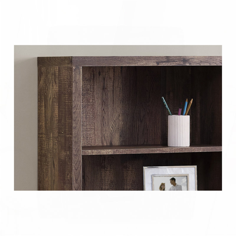 Bibliothèque, bibliothèque, étagère, 5 niveaux, h 48 po, bureau, chambre à coucher, stratifié brun, contemporain, moderne