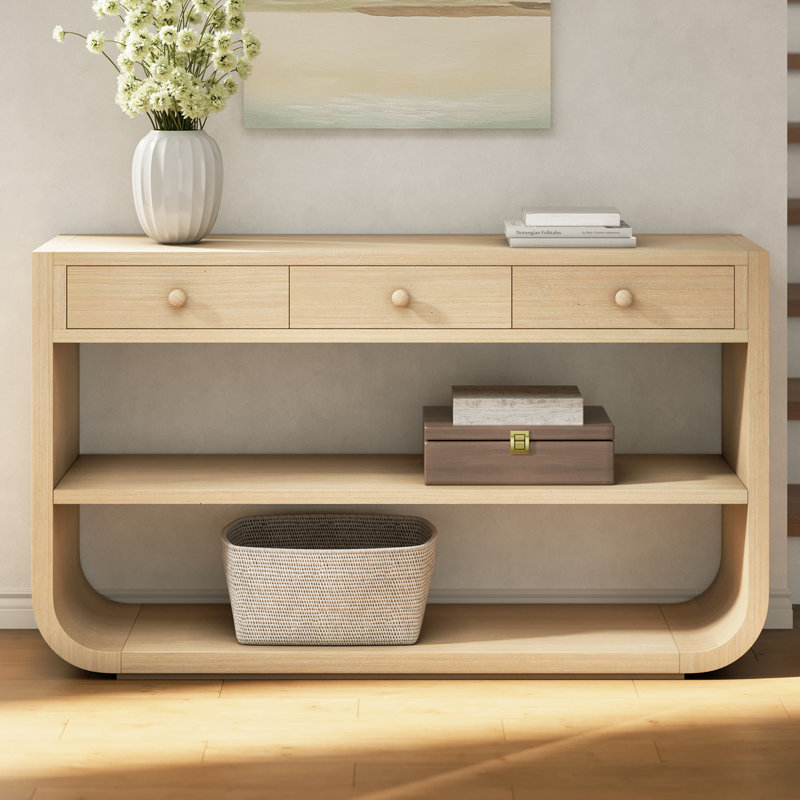 Armoire de rangement de bureau à 3 tiroirs de 55 po de largeur, Naturel