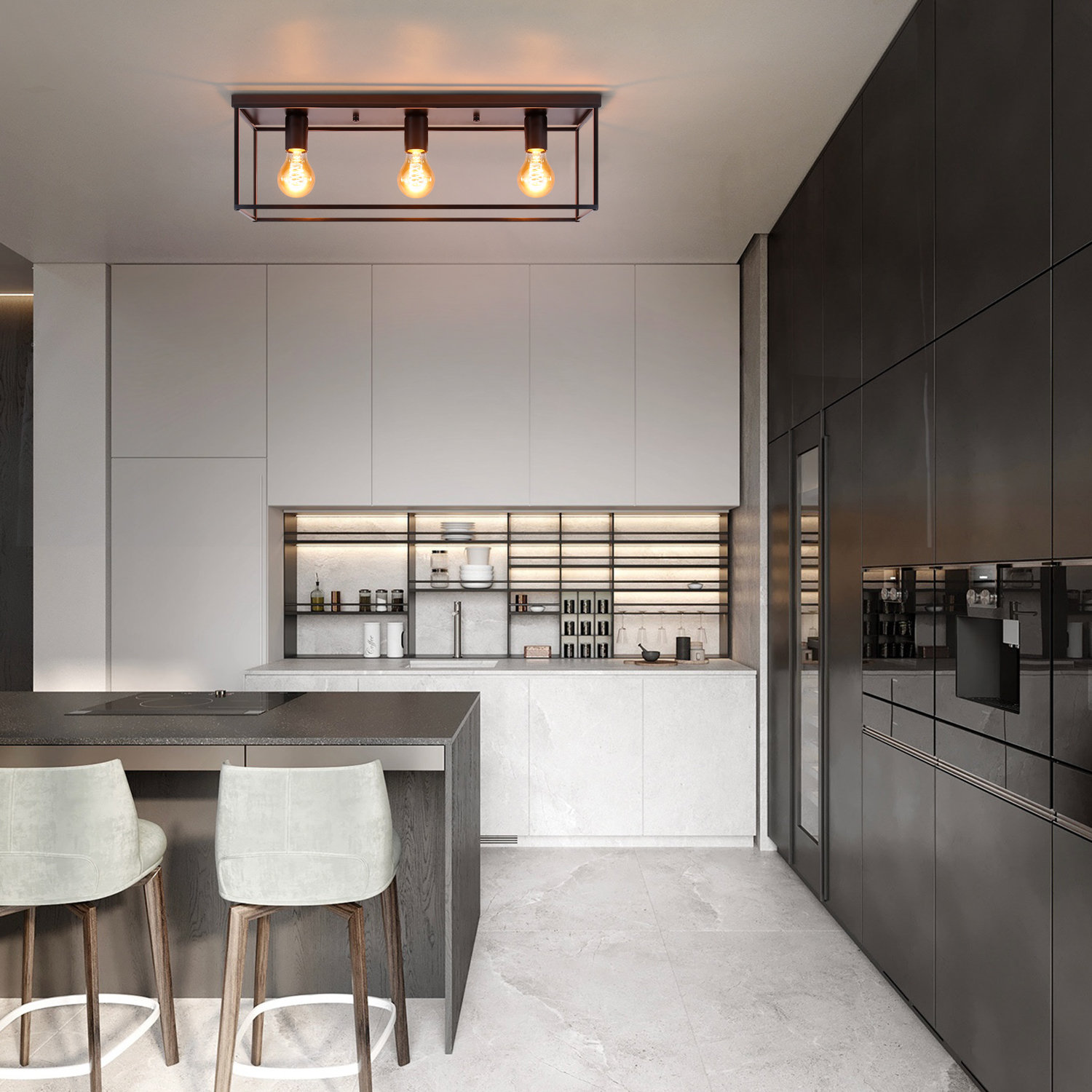 ZMH Deckenleuchte LED Deckenlampe Wohnzimmer Schwarze Küchenlampe