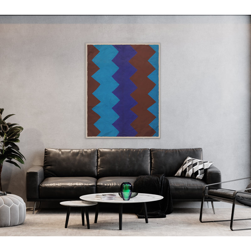 «Blue Brown» par Paule Marrot - reproduction imprimée, Boîte en acrylique, H 56 po x l 44 po x P 1,25 po