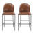 Galen Indoor Metal Upholstered Barstool, Antique Bronze Finish Frame, Set Of 2