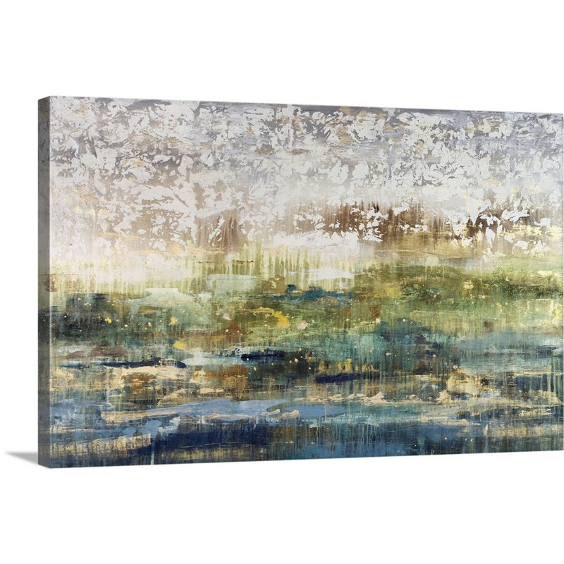 «Emerald and Aqua», peinture sur toile, H 20 po x l 30 po x p 1,25 po, Toile tendue