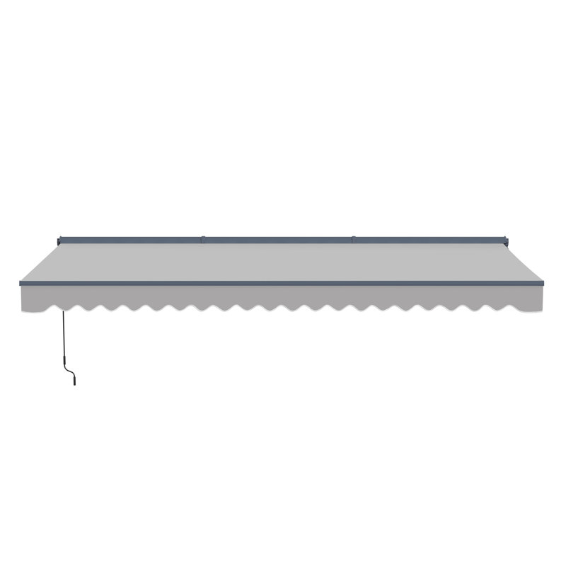 Semi-Cassette Motorized Patio Awning with LED Lights - Moroccan Collection , 20' W x 10' D, Silver Grey