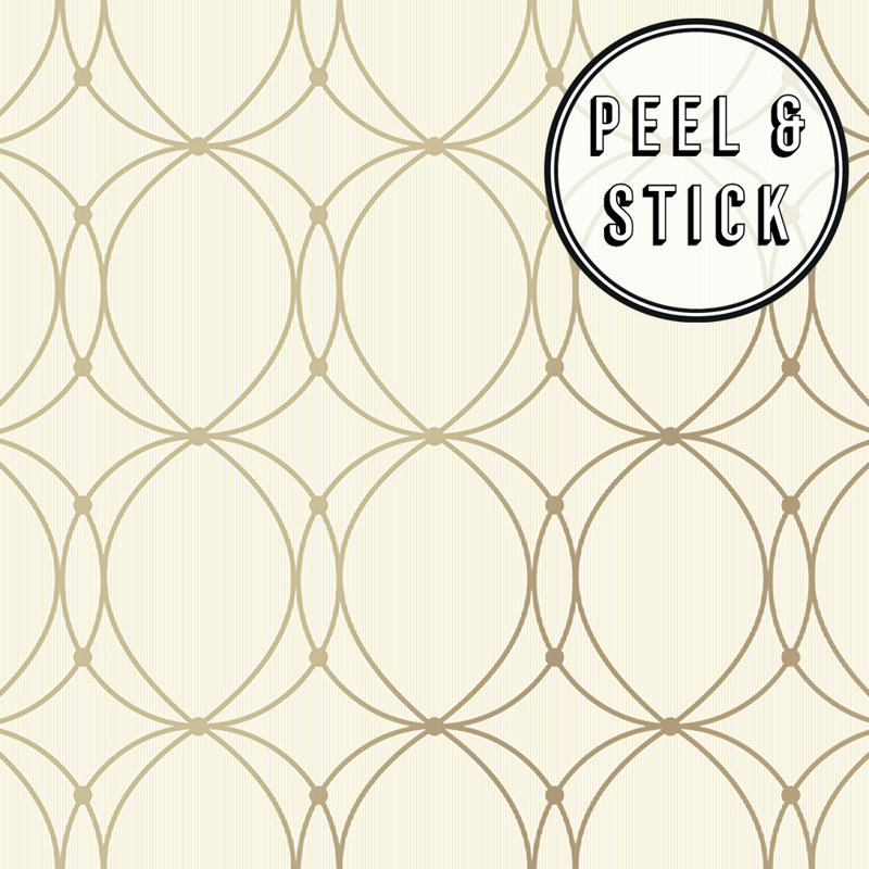 Pescara Geometric Vinyl Peel & Stick Wallpaper Roll, Gold