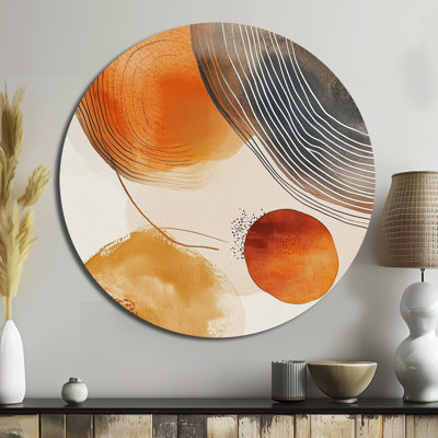 Boho Terracotta Pulse - Abstract Large Round Metal Wall Art