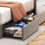 Grey Queen Bed Frame, Led Lights & Ample Storage, Headboard Size With Under Storage