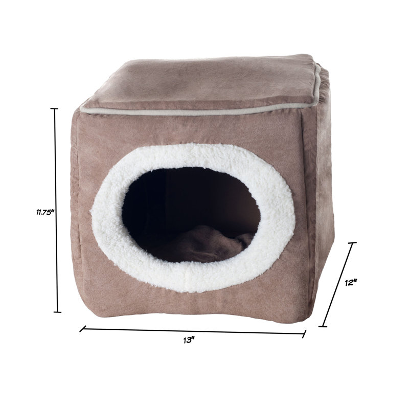 Light Brown Microfiber Orthopedic Pet Cave Bed for Small Pets