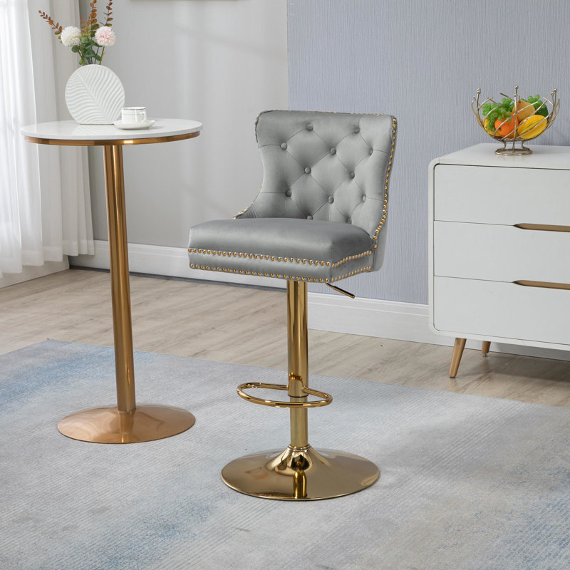 Tabouret de bar à hauteur ajustable Jerica, gris