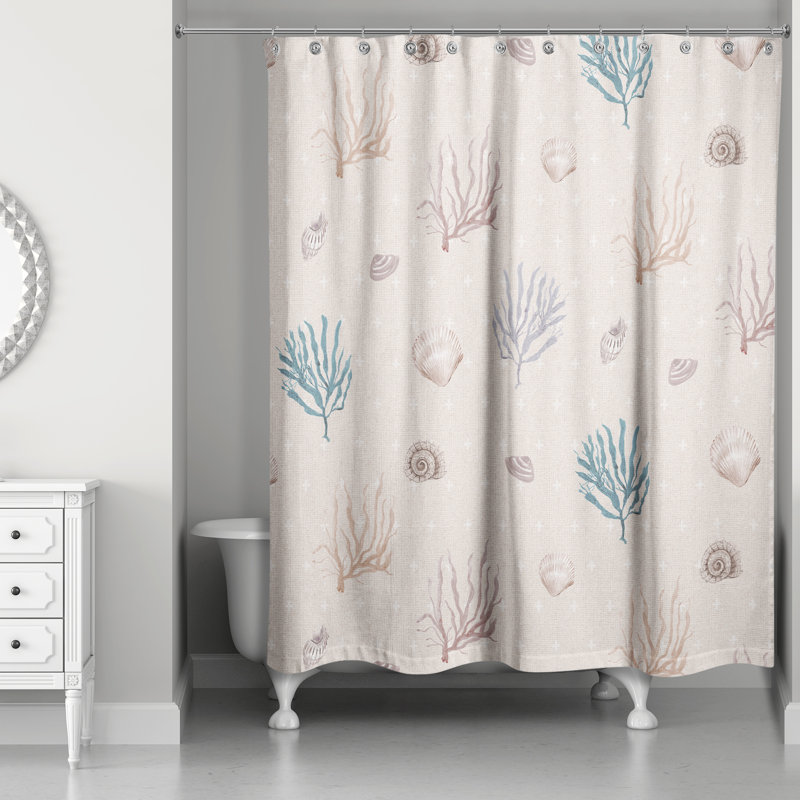 Rideau de douche simple Arantxa, Blanc / rosé